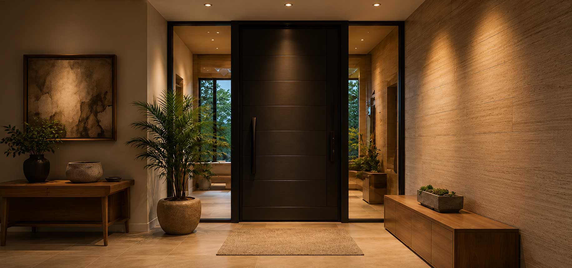 Vault Built entry door in a modern home