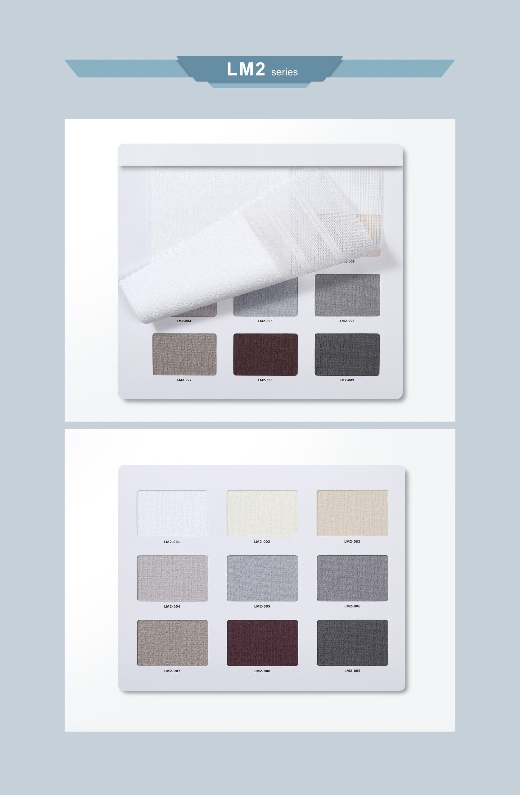 Real Dream Drape LM2 fabric samples from the supplied Sheer Vertical Blinds brochure