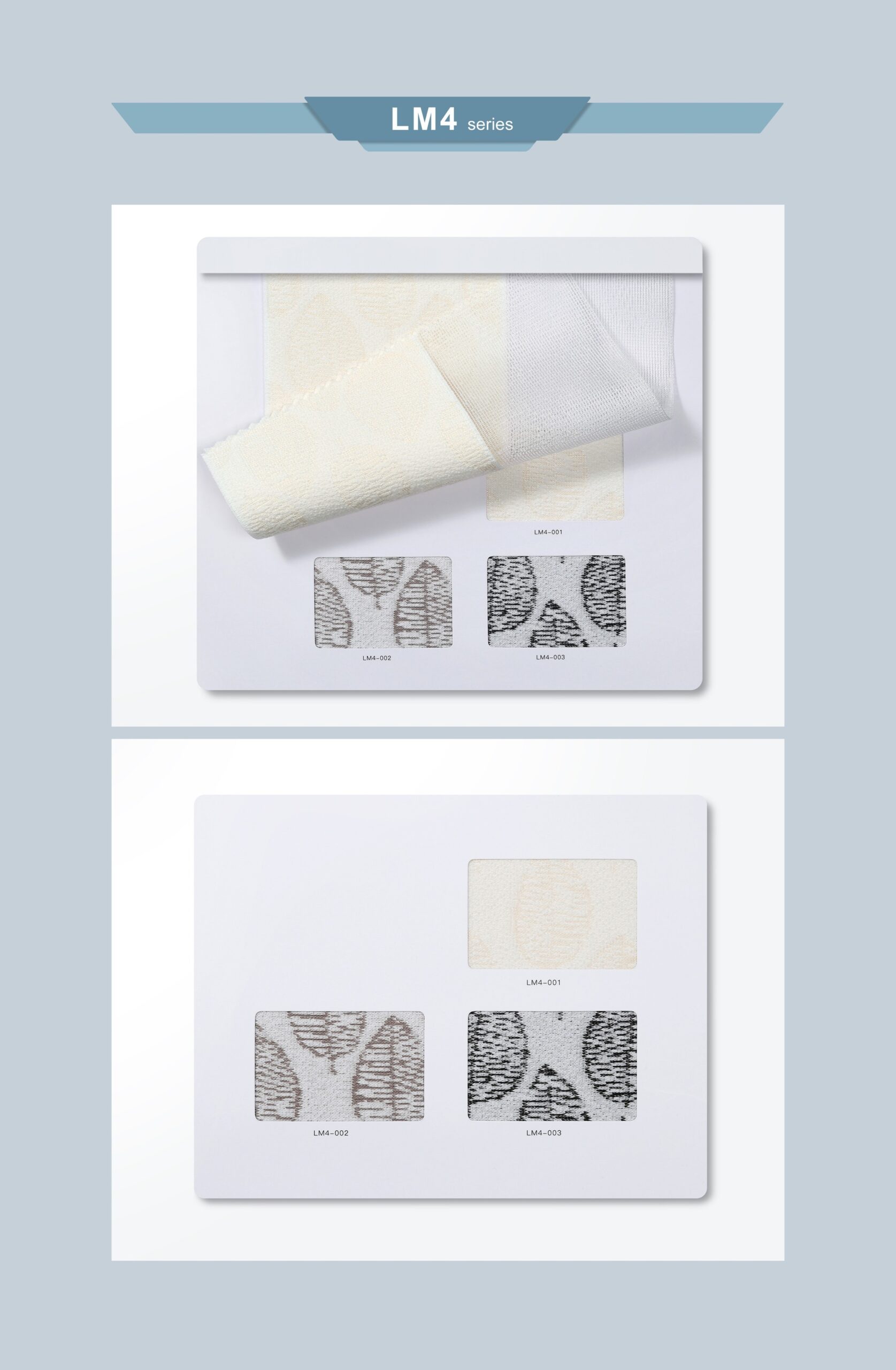 Real Dream Drape LM4 fabric samples from the supplied Sheer Vertical Blinds brochure