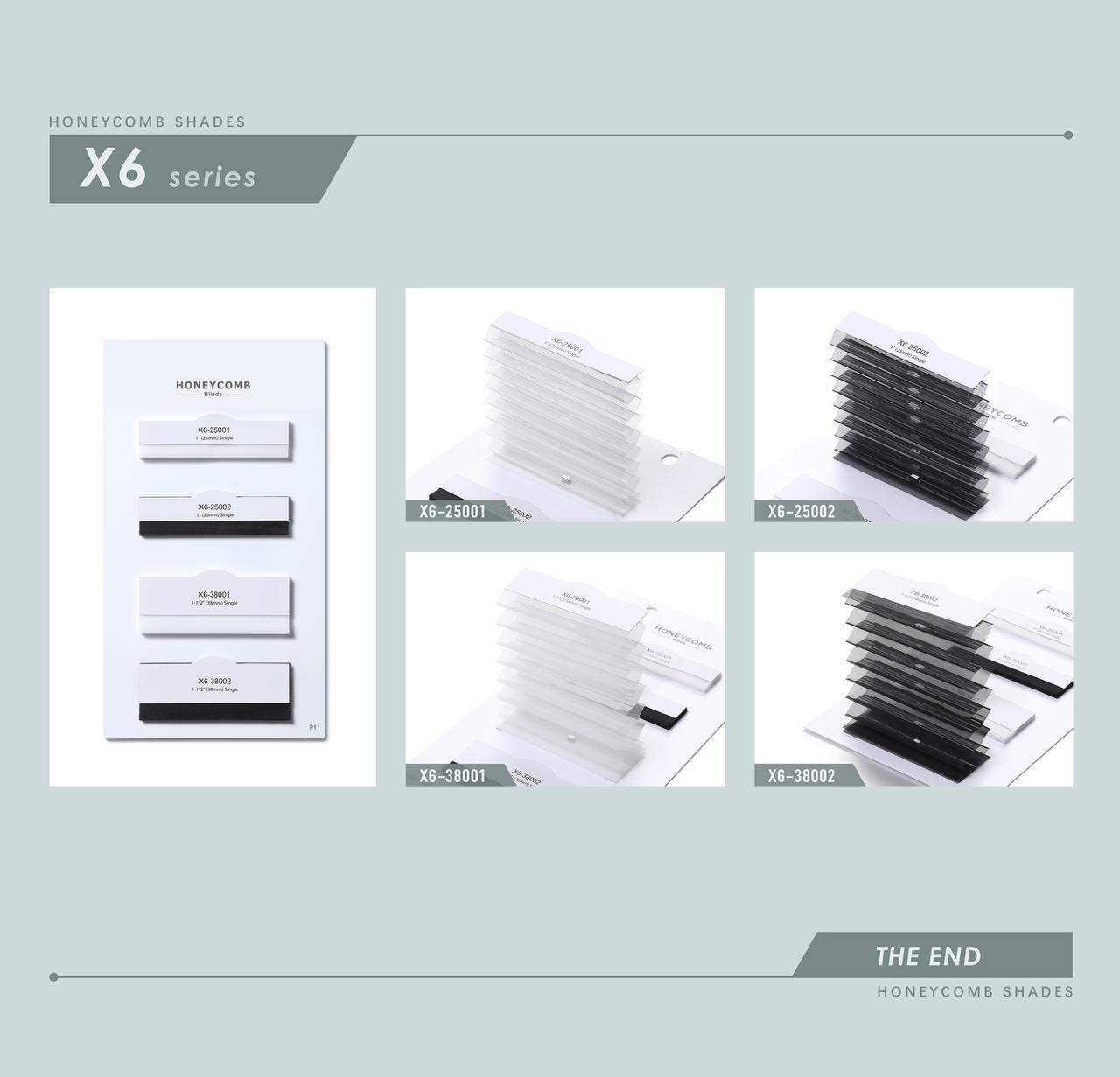 Real X6 Honeycomb Sheer samples from the fabric catalogue